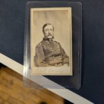 A portrait of a Union Army officer with a mustache and beard, wearing a double-breasted uniform with epaulets and numerous buttons. The officer's name, 'Gul. Barry', is handwritten below the image.